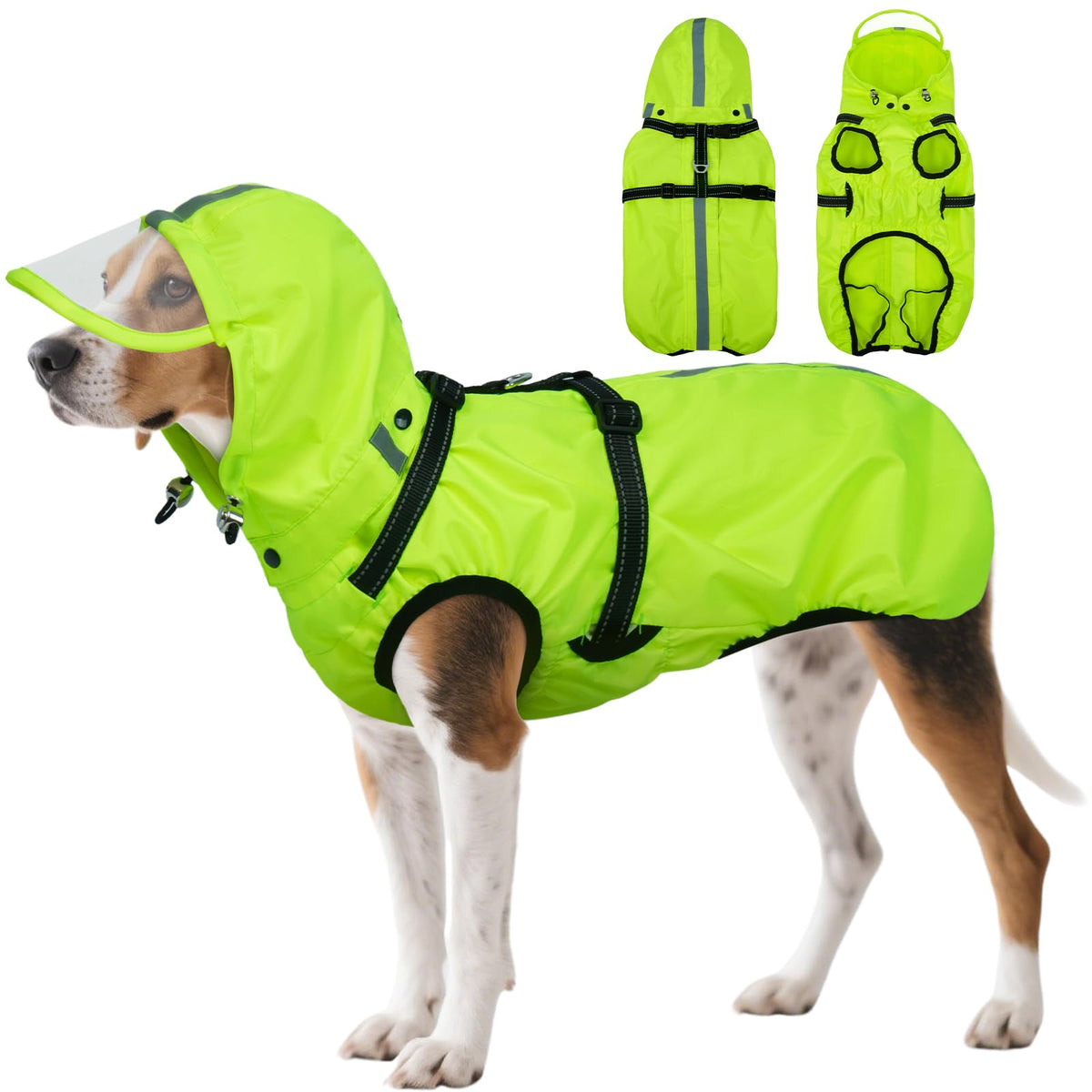 OUOBOB dog raincoat XXL shows waterproof fabric for rain protection during walks.
