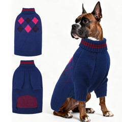 OUOBOB dog sweater blue XXL front view for cozy, wind-blocking warmth on walks