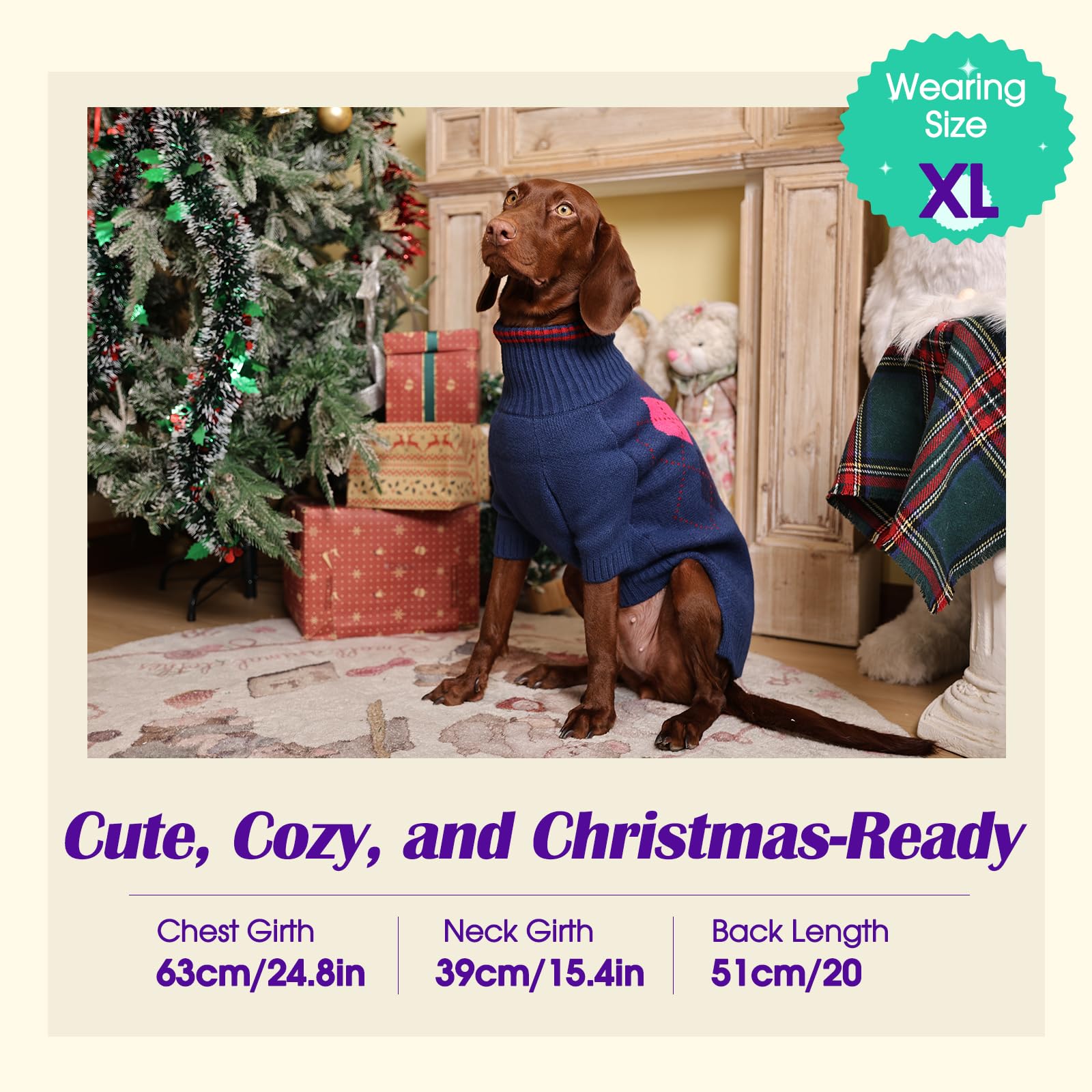 OUOBOB dog sweater blue XXL holiday-ready outfit for photoshoots
