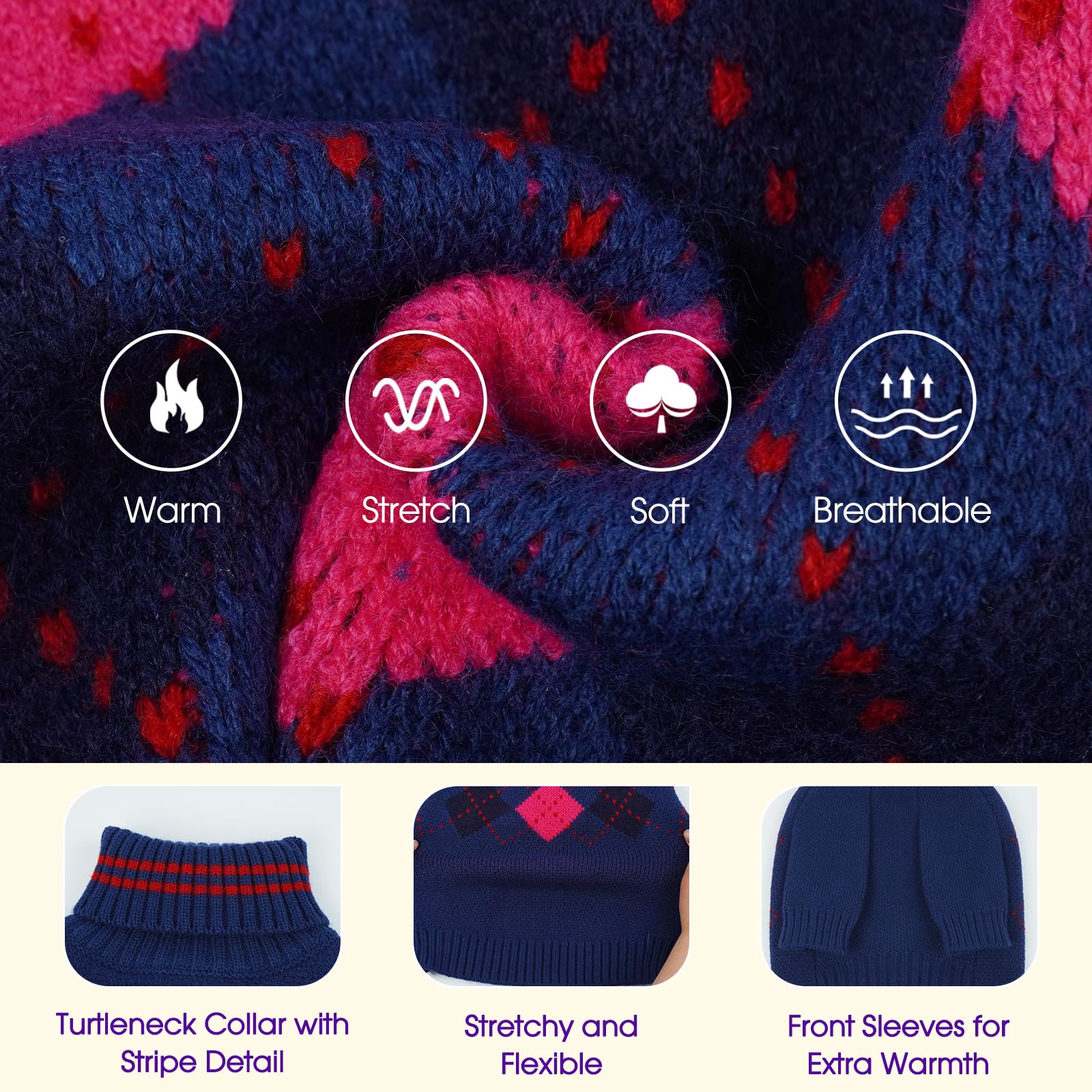 OUOBOB dog sweater blue XXL knit texture provides soft stretch and easy wear