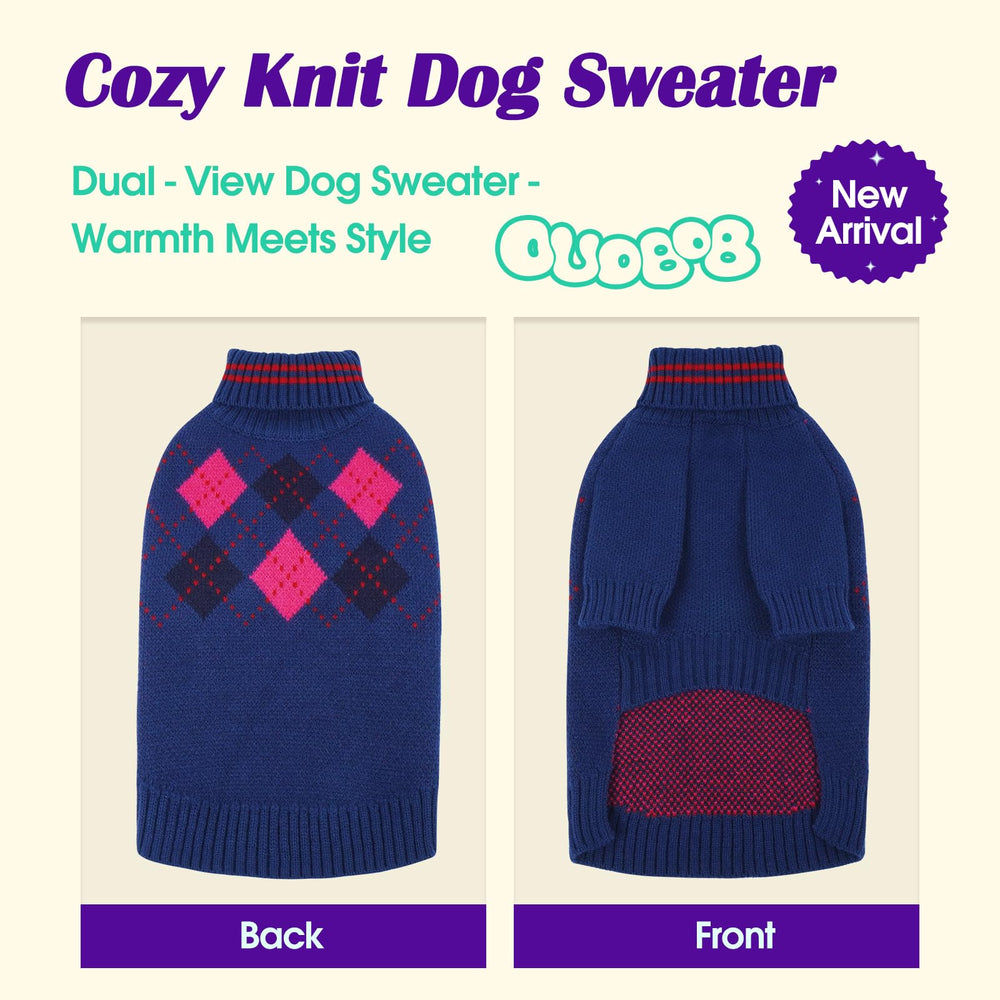 OUOBOB dog sweater blue XXL turtleneck detail enhances neck warmth during winter strolls