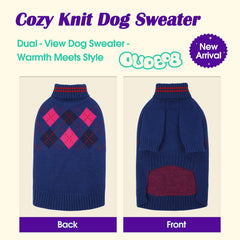 OUOBOB dog sweater blue XXL turtleneck detail enhances neck warmth during winter strolls
