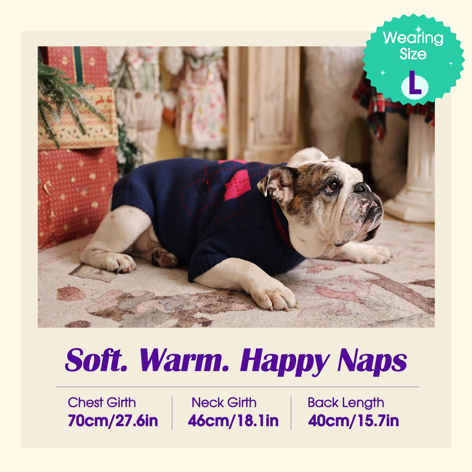 OUOBOB dog sweater blue XXL double-layer back for extra warmth during outings