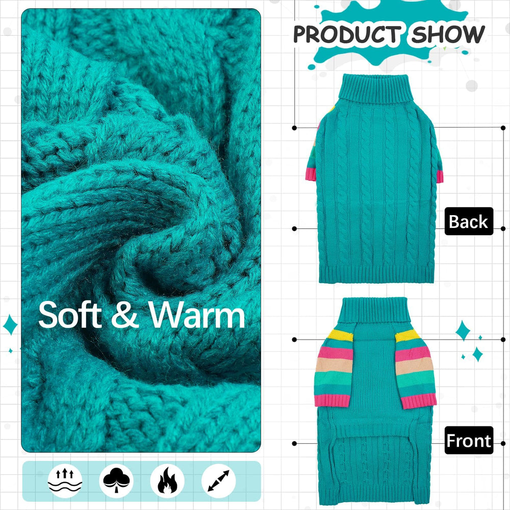 OUOBOB dog sweater rainbow cuffs adds festive style