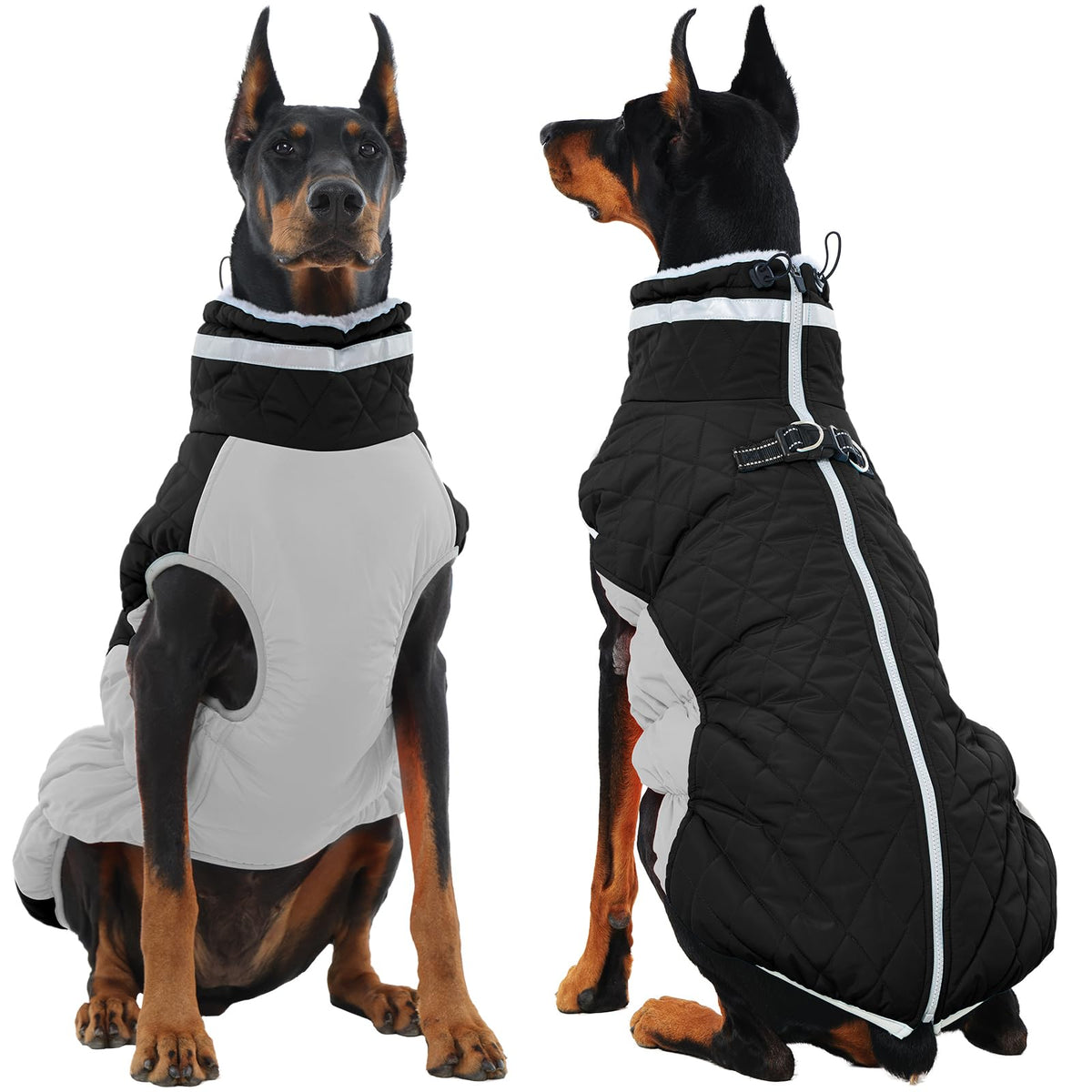 OUOBOB dog winter jacket with waterproof back zipper for easy on-off