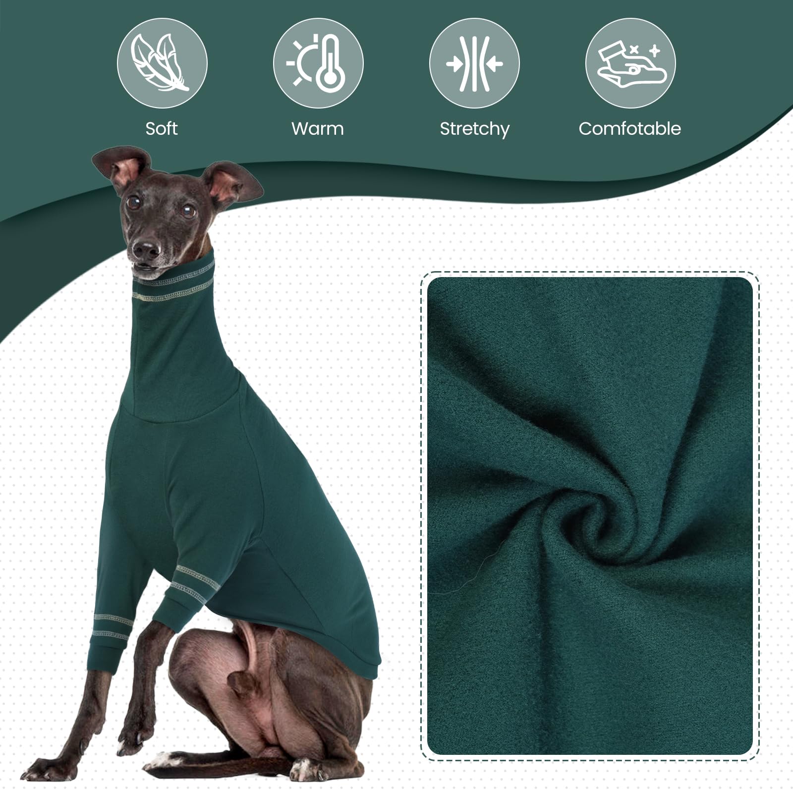OUOBOB Greyhound coat for Italian Greyhound demonstrates lightweight elasticity.