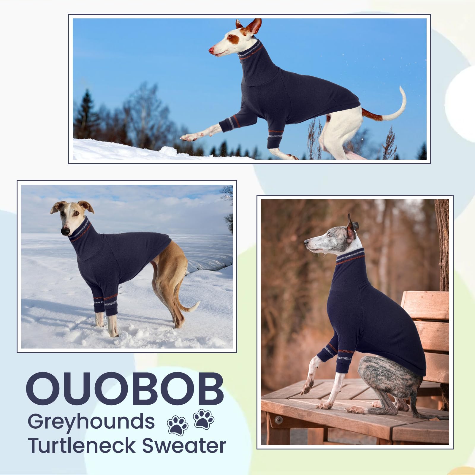 OUOBOB greyhound sweater back view showing full coverage and four-season use.
