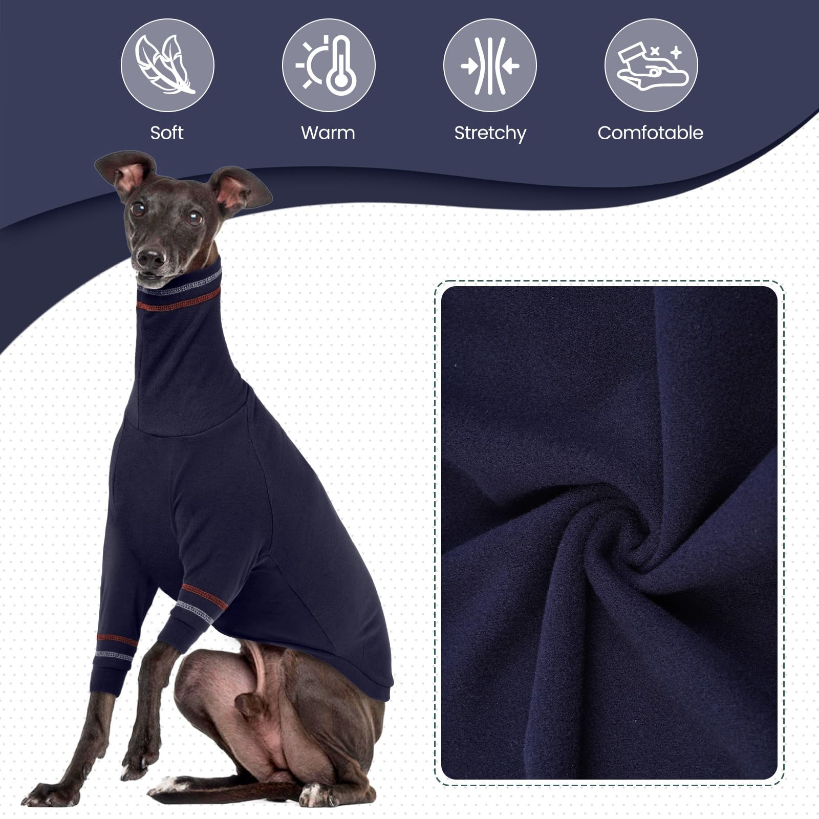 OUOBOB greyhound sweater stretchy knit on dog during outdoor walk highlighting warmth.