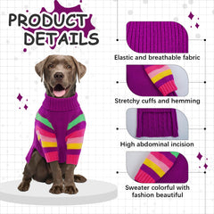 OUOBOB purple XXXL dog sweater front close-up showing turtleneck.