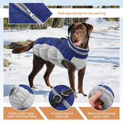 OUOBOB Winter Dog Coat front view shows waterproof outer fabric.