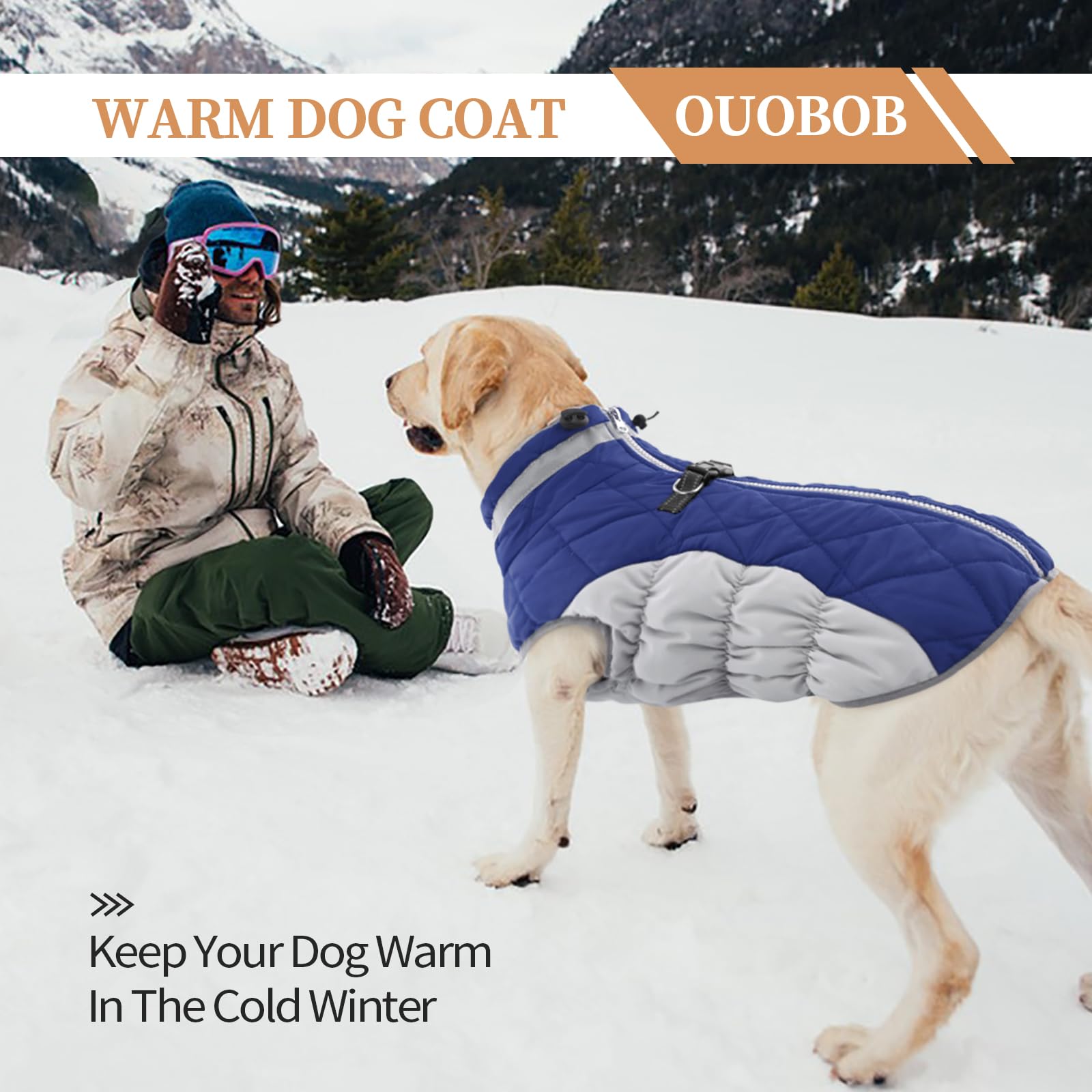 OUOBOB Winter Dog Coat reflective strips boost night visibility.