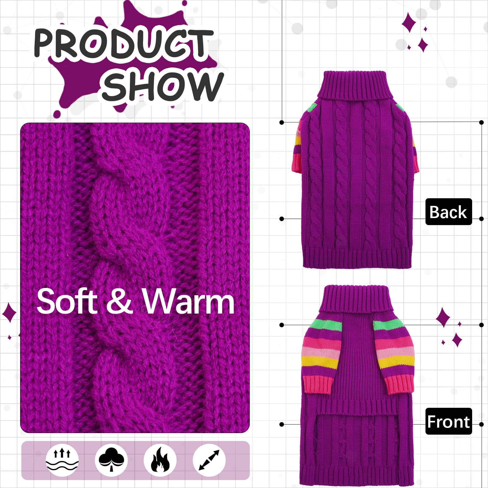 OUOBOB winter dog sweater heavy-knit fabric for cosy outings.