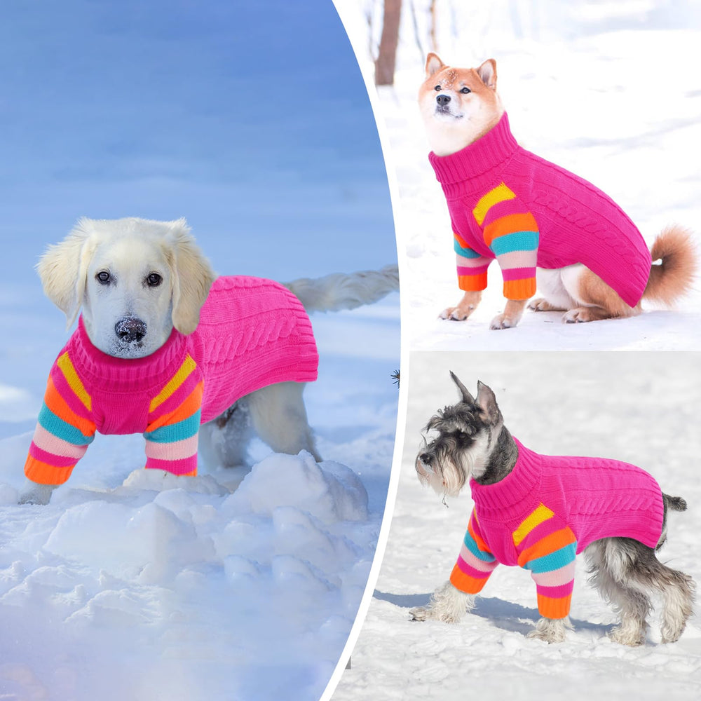 OUOBOB xlarge dog sweater model showcases fit on large breeds during outdoor winter walks