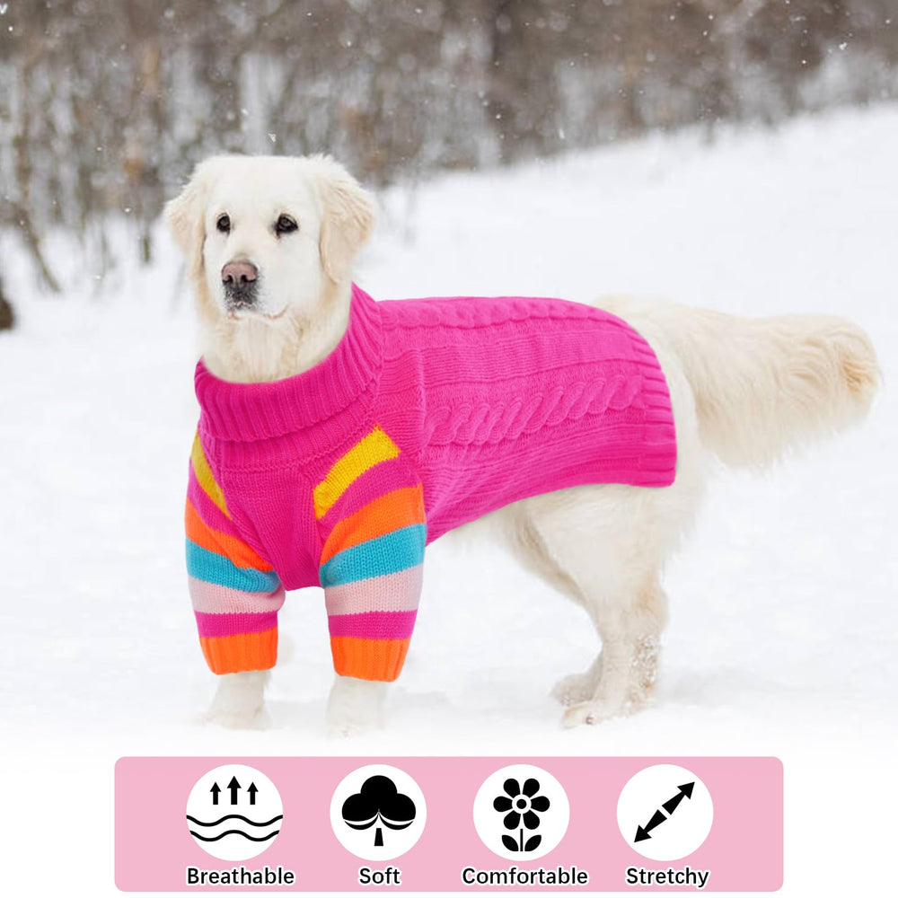 OUOBOB xlarge dog sweater rainbow cuffs highlight stylish flair for festive seasons