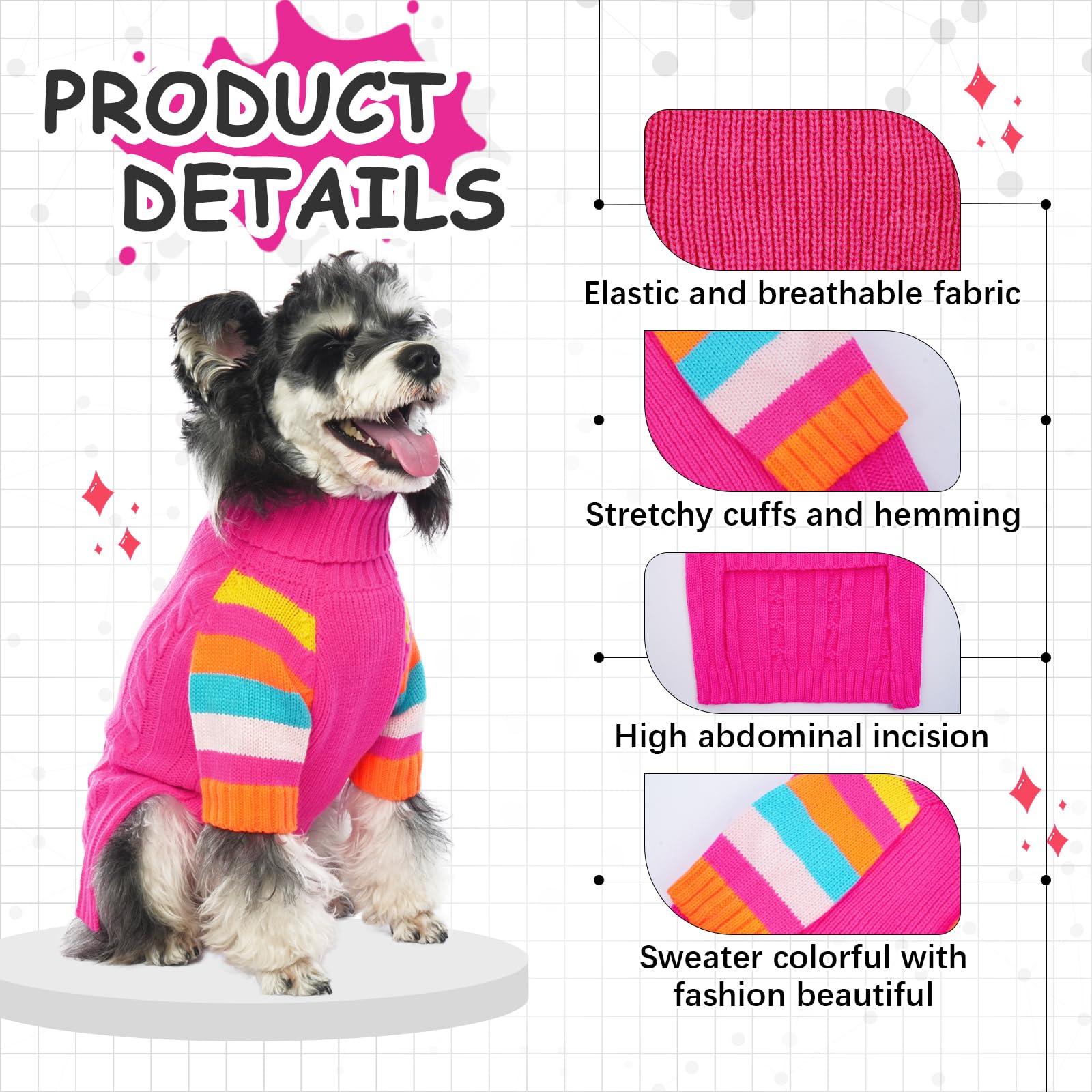 OUOBOB xlarge dog sweater turtleneck design emphasizes snug neck warmth during chilly walks