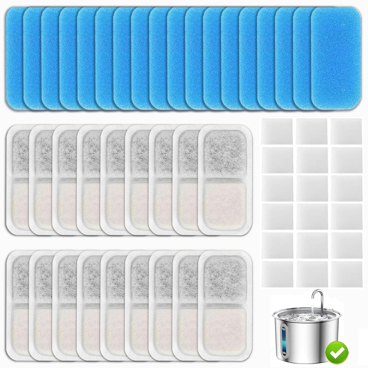 OUPUSES 12-pack cat fountain filters keep water clean and tasty for pets.