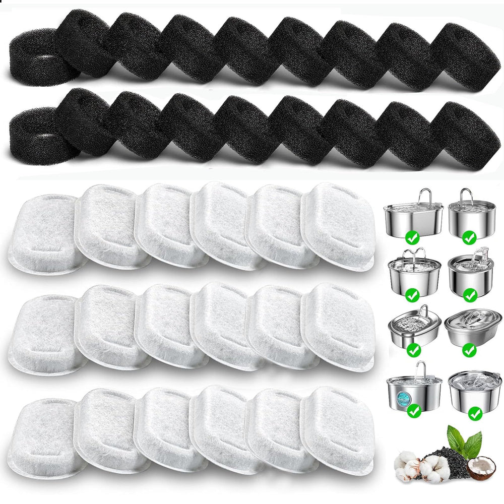 OUPUSES cat fountain filters pack shown for easy replacement and clean hydration.