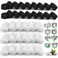 OUPUSES cat fountain filters pack shown for easy replacement and clean hydration.