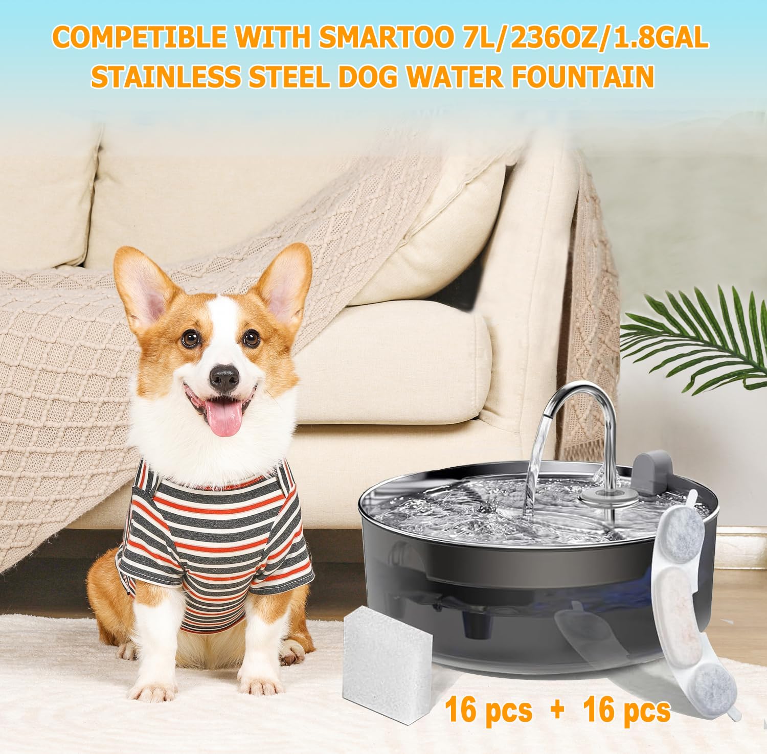 OUPUSES Smartoo sponge pack 16 protects the fountain and reduces debris