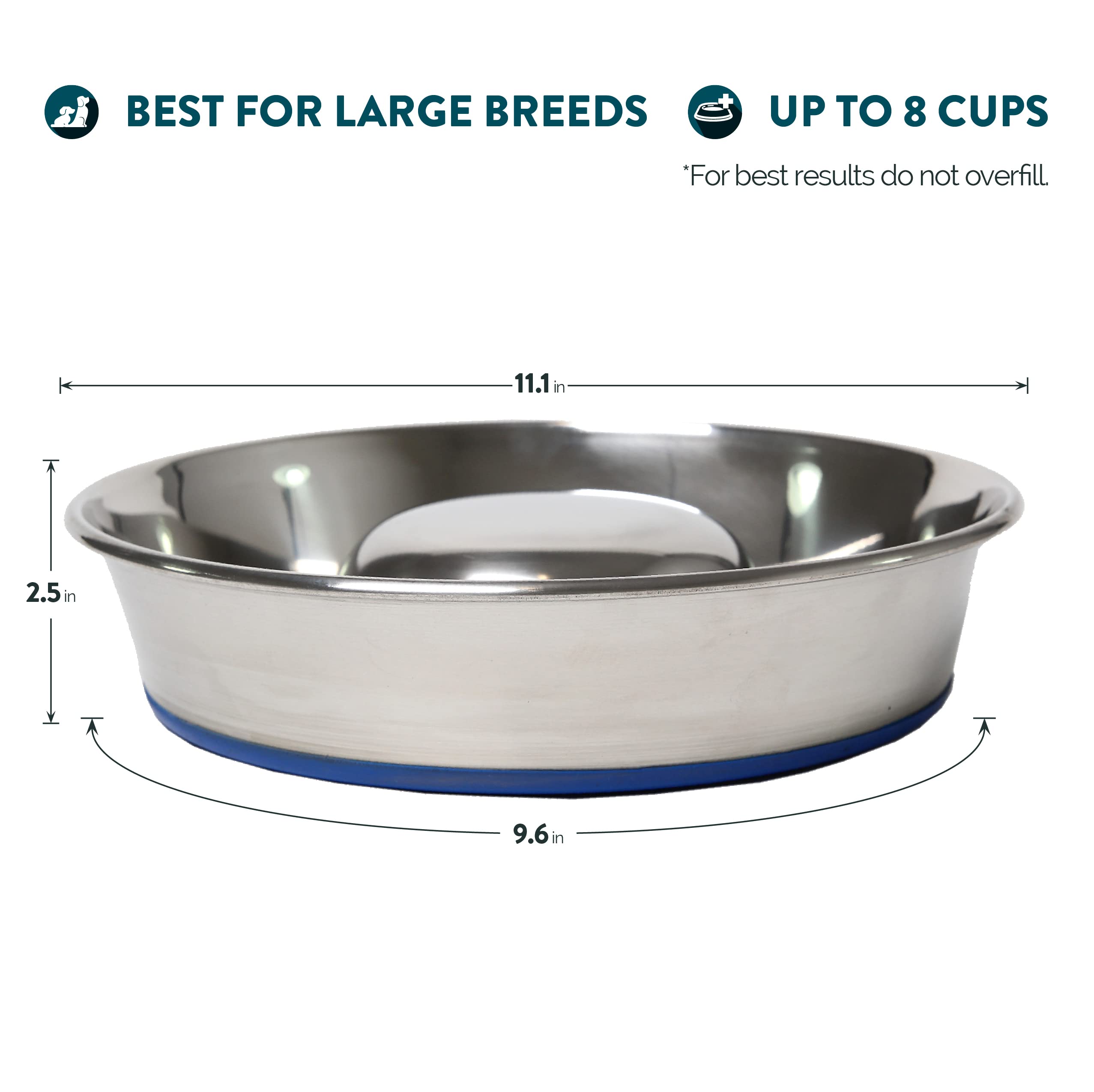 Our Pets Durapet heavyweight stainless steel bowl is durable and rust-resistant.