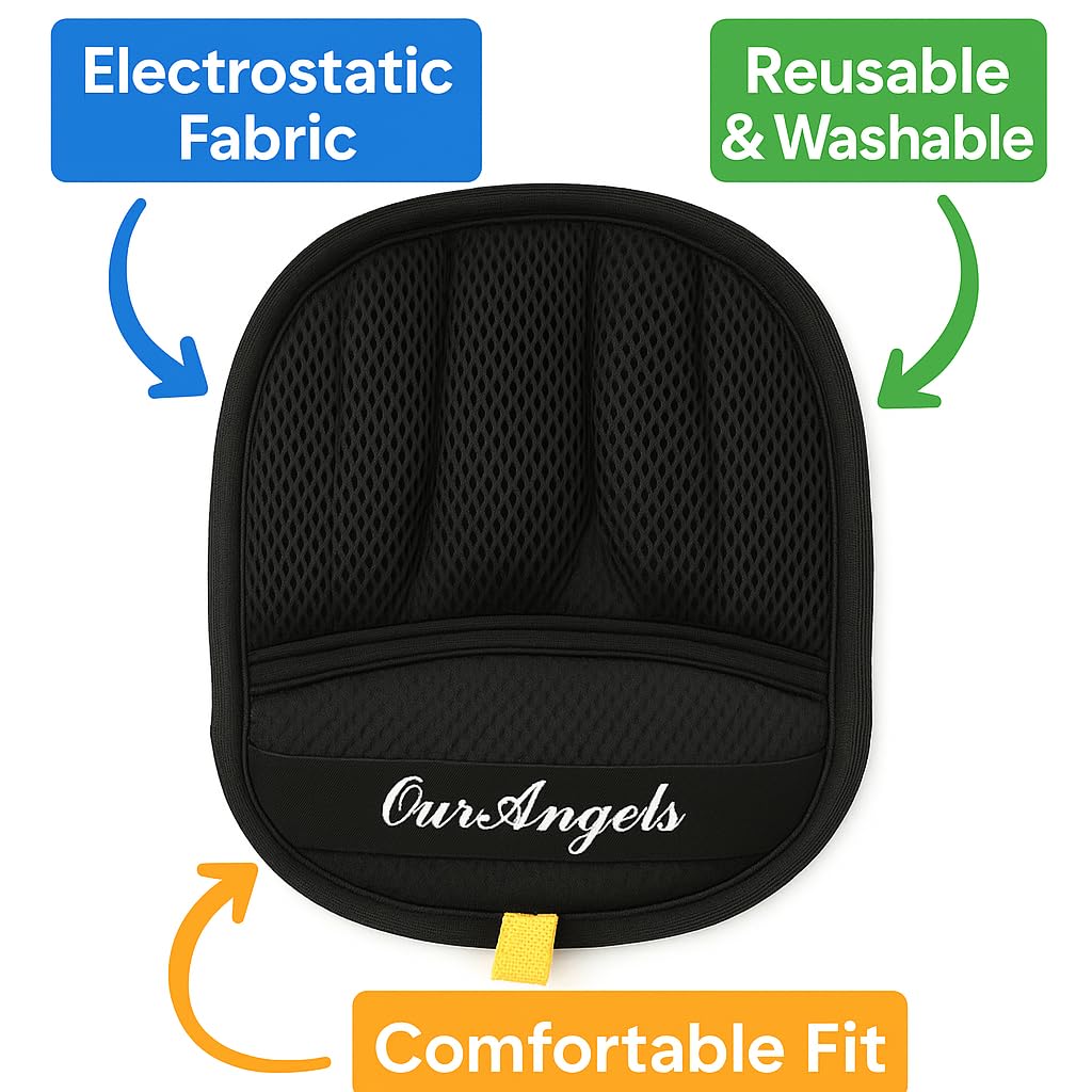 OurAngels gloves on sofa—multi surface cleaning