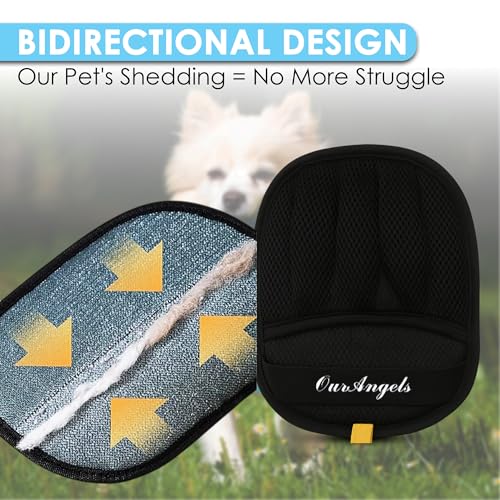 OurAngels soft mesh glove removing fur from a sofa