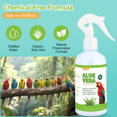 Ourea Aloe Vera Bird Spray soothes dry skin and supports healthy feather growth.
