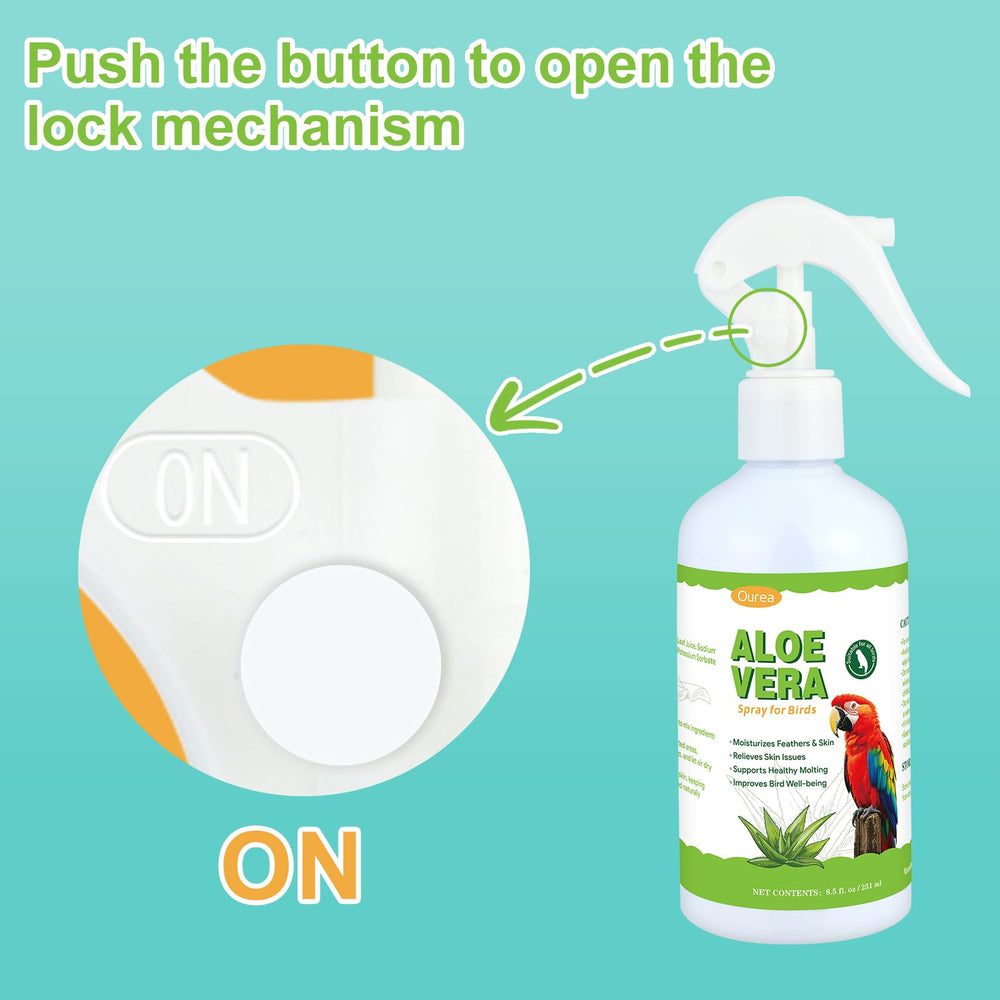 Ourea Aloe Vera Bird Spray odor-free formula for pleasant care routines.