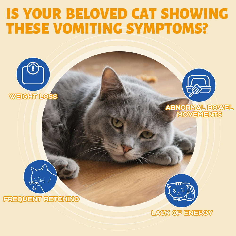 Ourea Cat Vomit Remedy dosing dropper shown for easy daily administration.