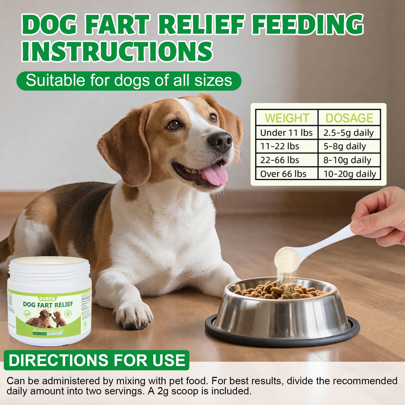 Ourea dog gas relief in home setting supports a calmer household during walks.