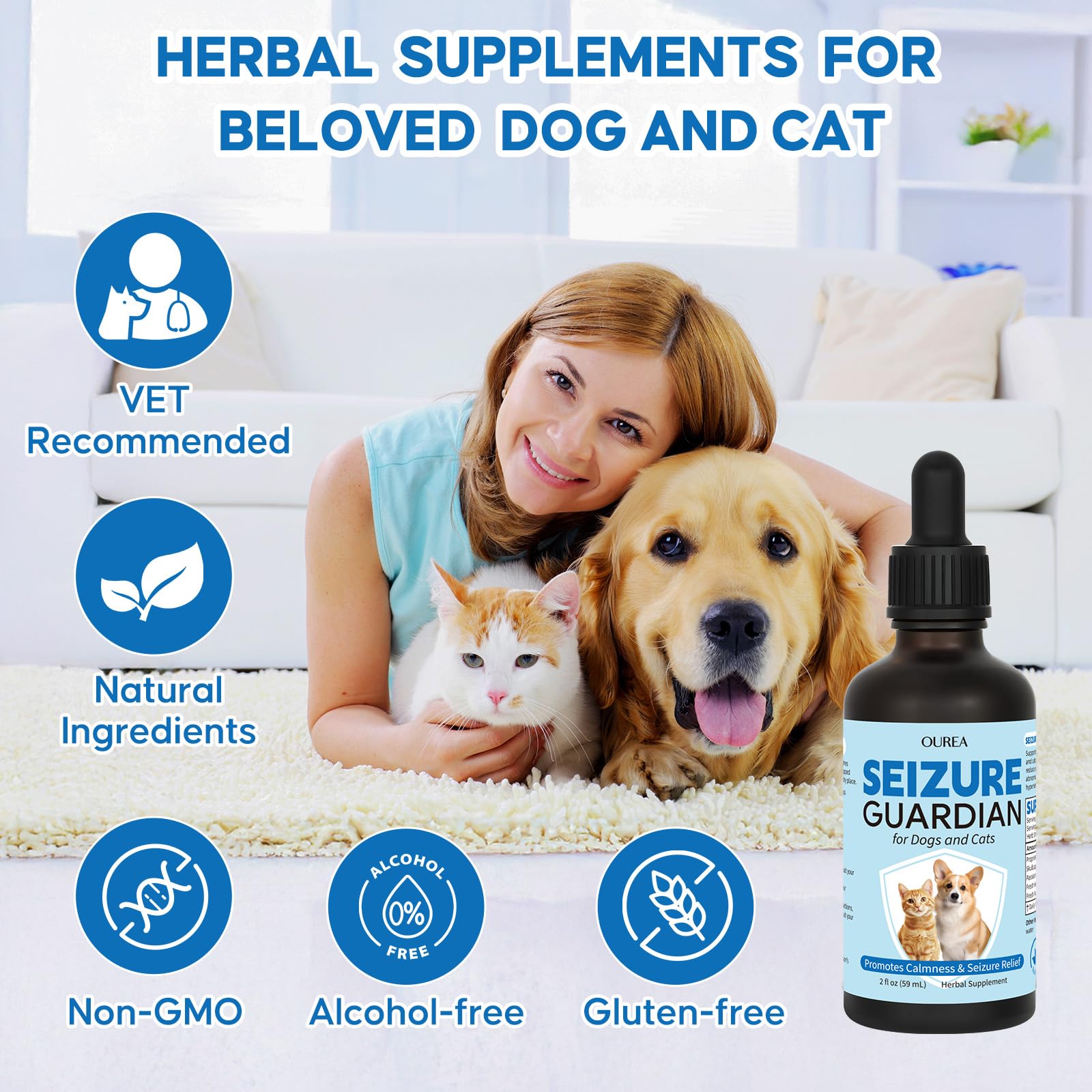 OUREA Ashwagandha ingredient closeup suggests gentle nerve support for dogs and cats