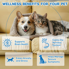 OUREA Skullcap ingredient closeup emphasizes calming herb for nervous pets