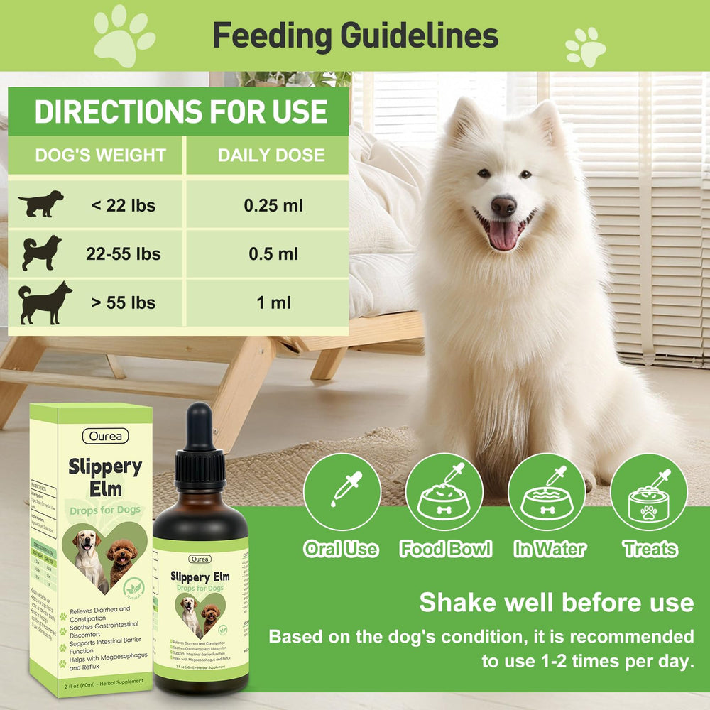 Ourea Slippery Elm Drops daily-use-droplet—suitable for all breeds and ages