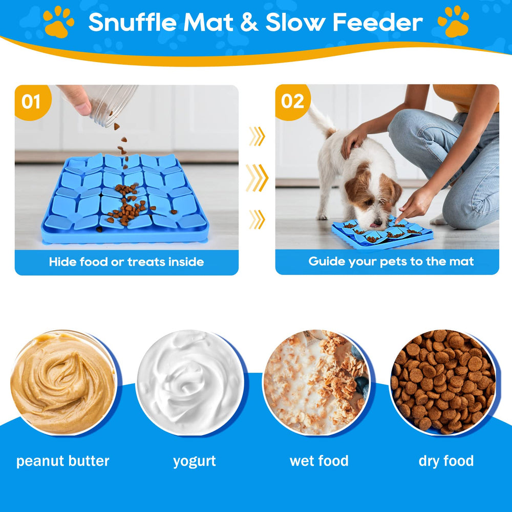 OurMiao Snuffle Mat blue close-up texture shows flexible silicone surface