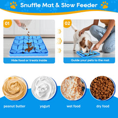 OurMiao Snuffle Mat blue close-up texture shows flexible silicone surface