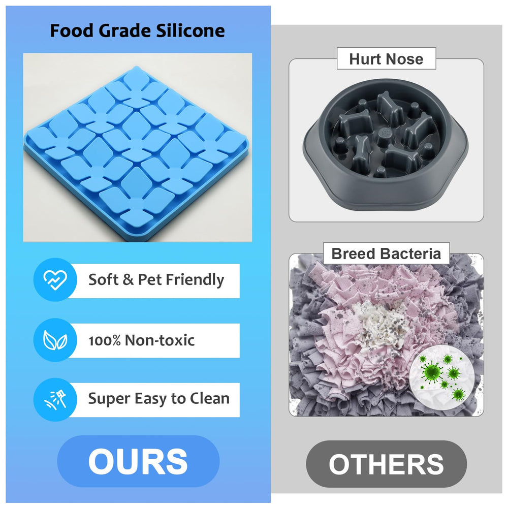 OurMiao Snuffle Mat blue in bath or grooming session with treats