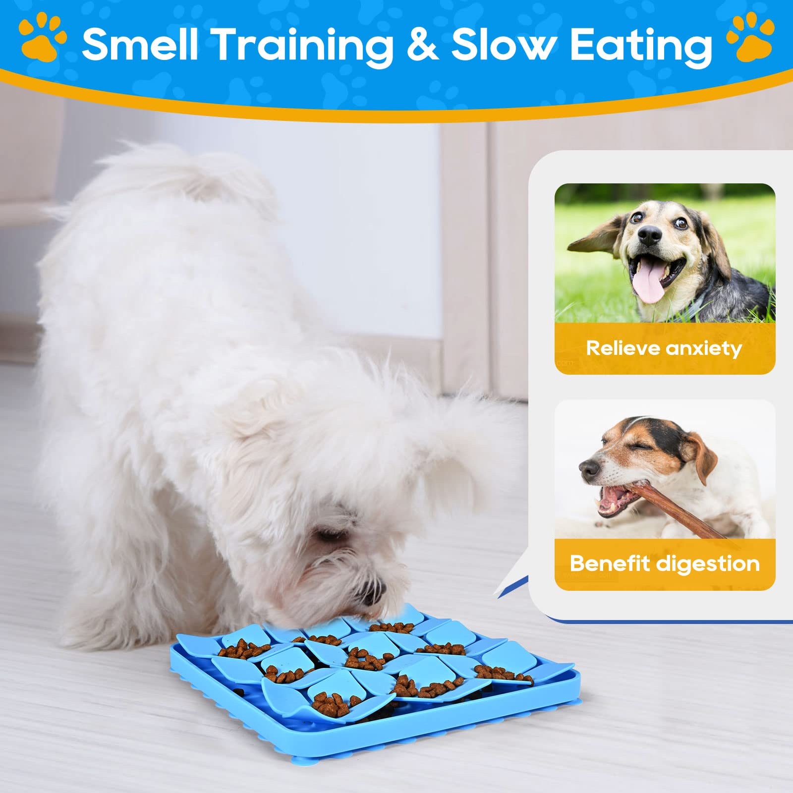 OurMiao Snuffle Mat blue back with suction cups ensures secure grip on floors