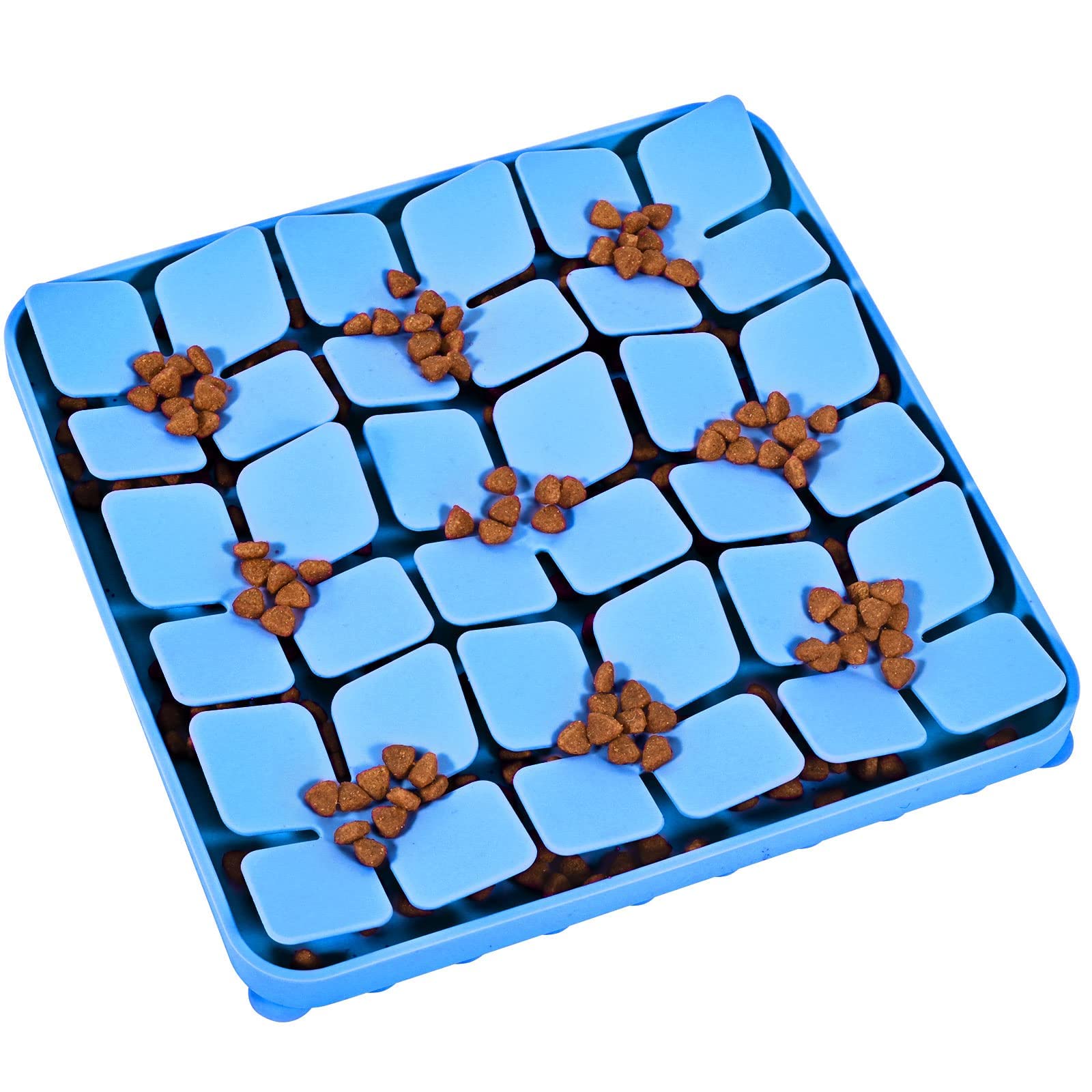 OurMiao Snuffle Mat blue top view highlighting slow-feeding design