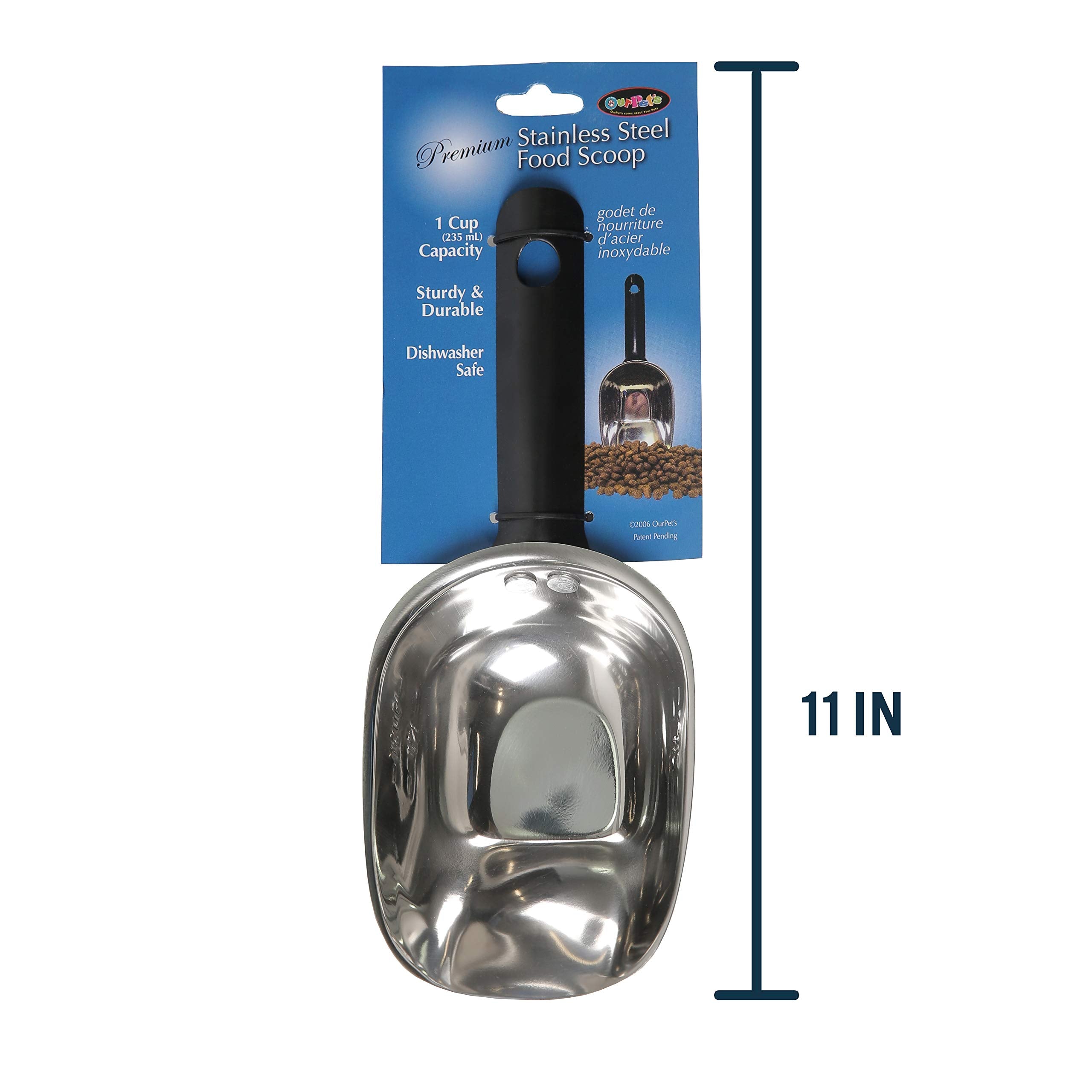 OurPets Durapet features an ergonomic handle for comfortable, low-effort feeding sessions.