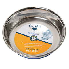 Our Pets DuraPet cat bowl side access shows low profile for whisker-friendly meals.