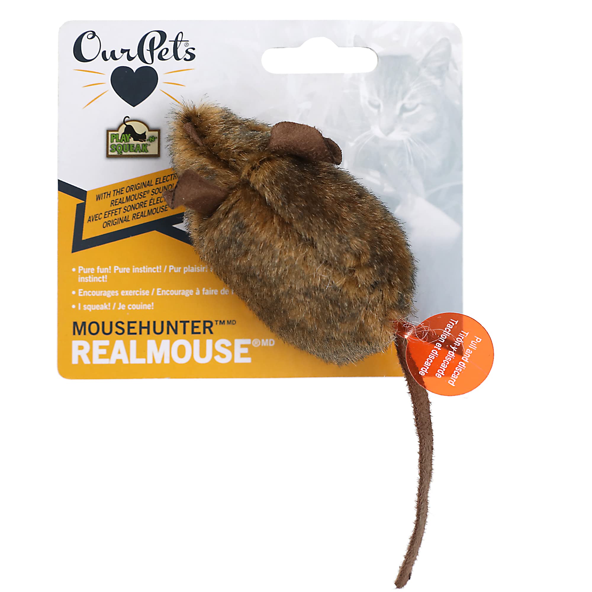 OurPets Play-N-Squeak Mouse Hunter in a living room setting for safe indoor play