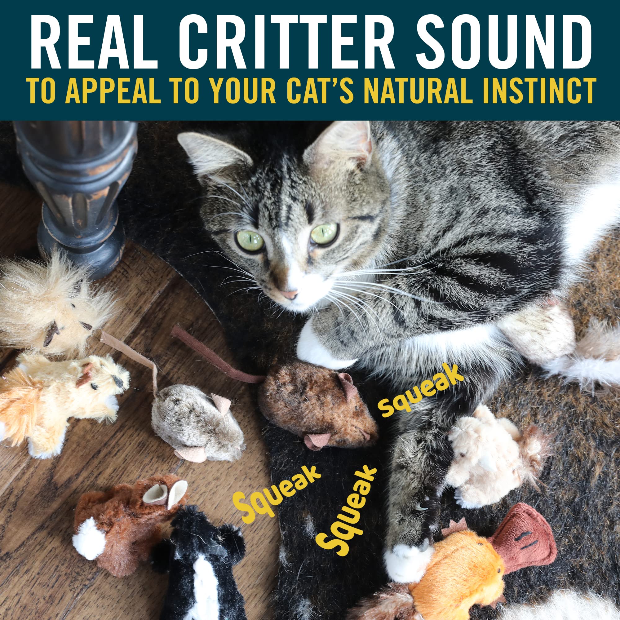 OurPets Play-N-Squeak Mouse Hunter with North-American catnip scent enticing curious felines