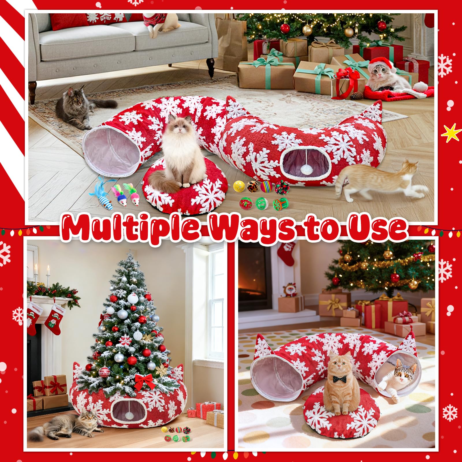 OurWarm cat tunnel with easy assembly and removable washable mat