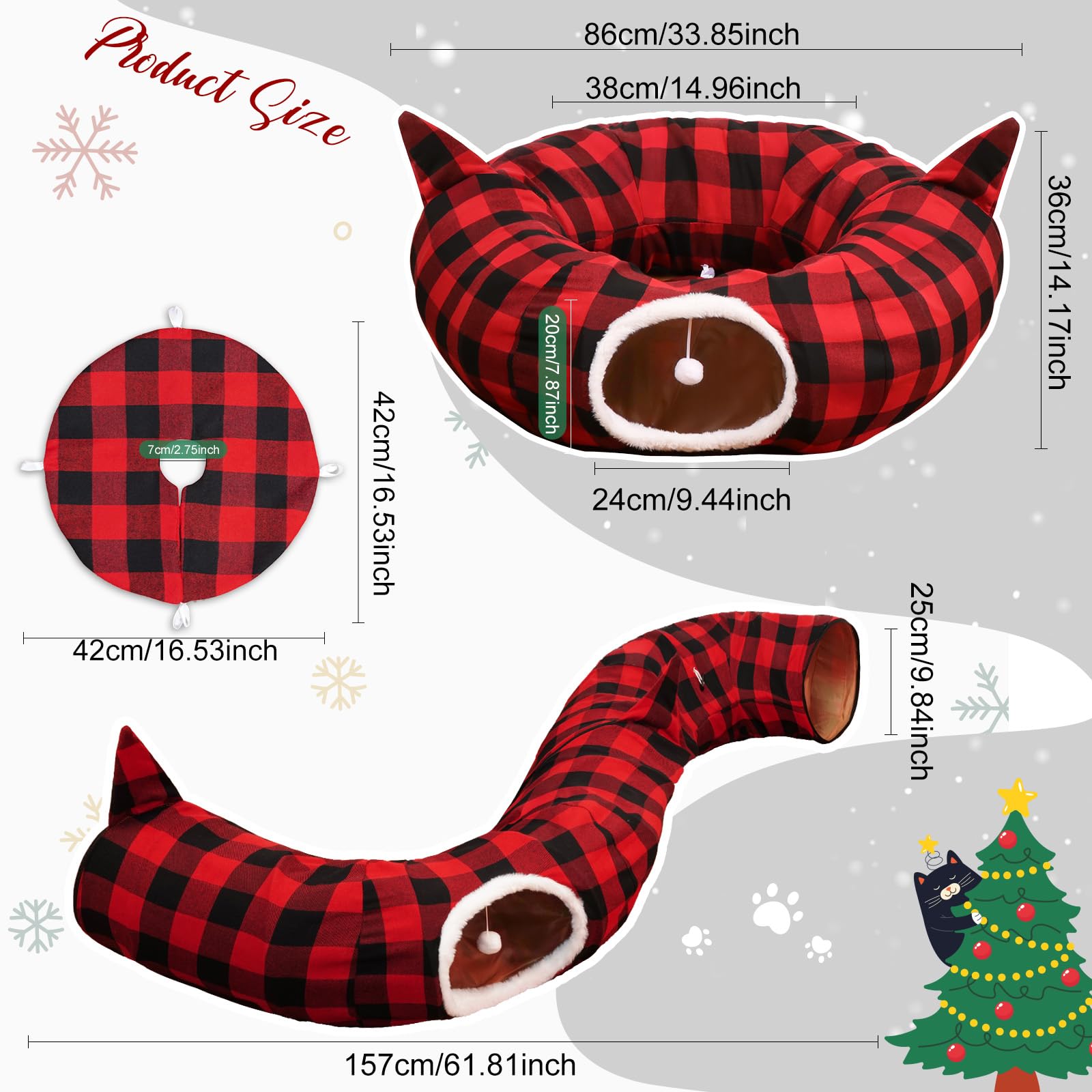 OurWarm cat tunnel plush ball provides encouraging play through movement.