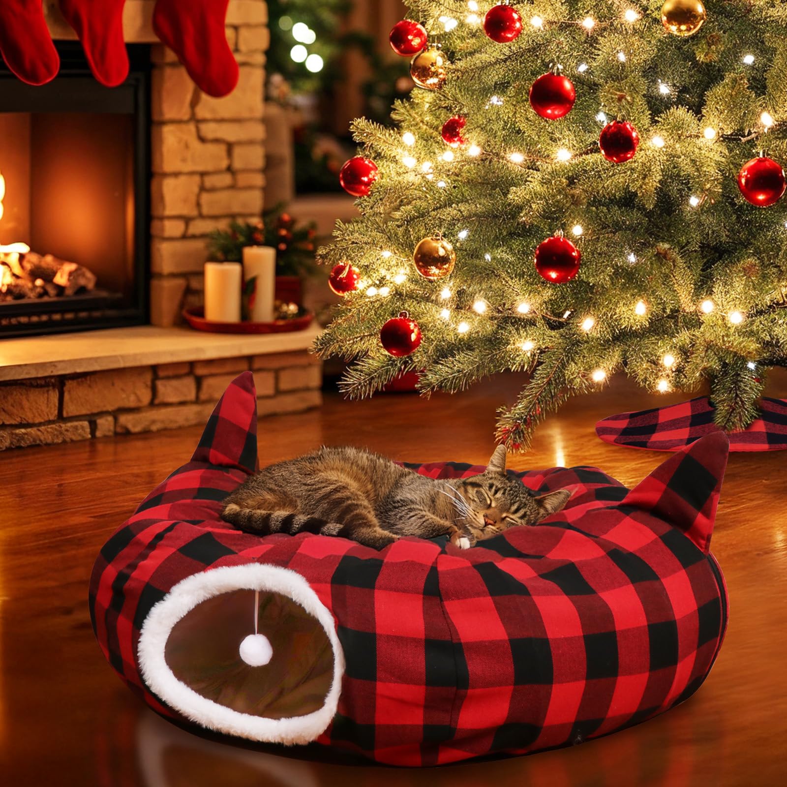 OurWarm cat tunnel room decor blends with home while entertaining cats.