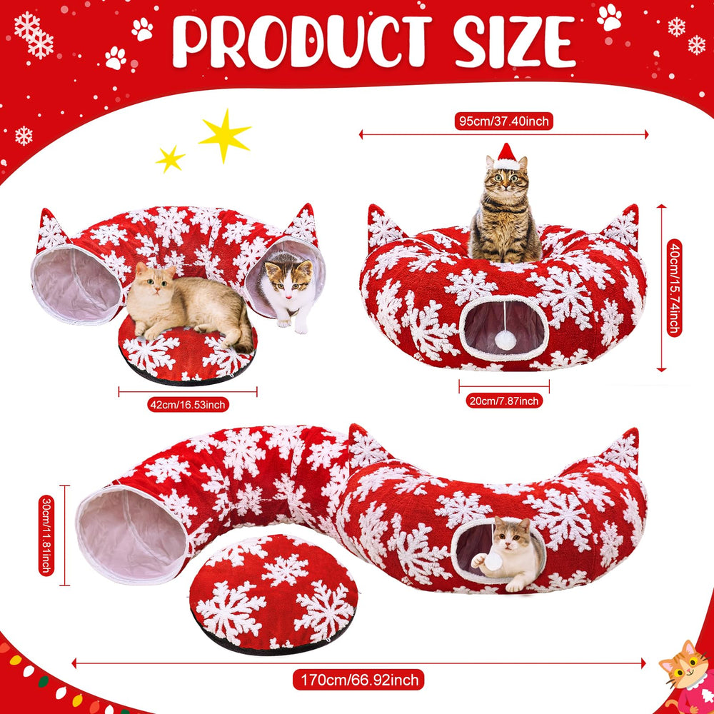 OurWarm cat tunnel-tree-skirt removable cushion adds extra comfort