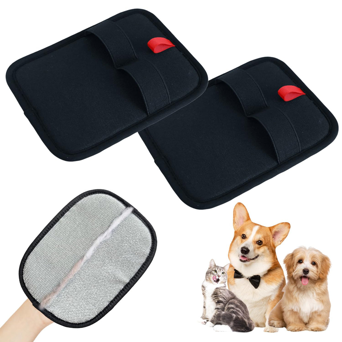 oushpjzha upgraded glove closeup shows electrostatic fibers lifting pet hair quickly on fabrics