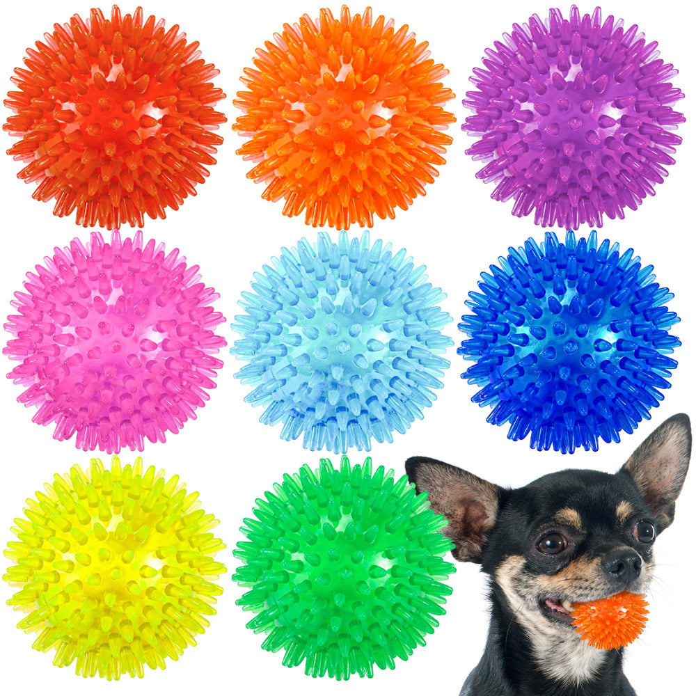 Ousiya 2.5-inch squeaky dog balls pack in 8 colors for fetch and play.
