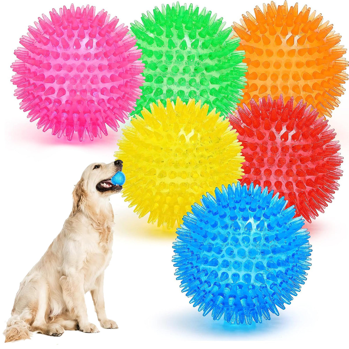 Ousiya 3.5in squeaky ball bright colors for fetch and play.