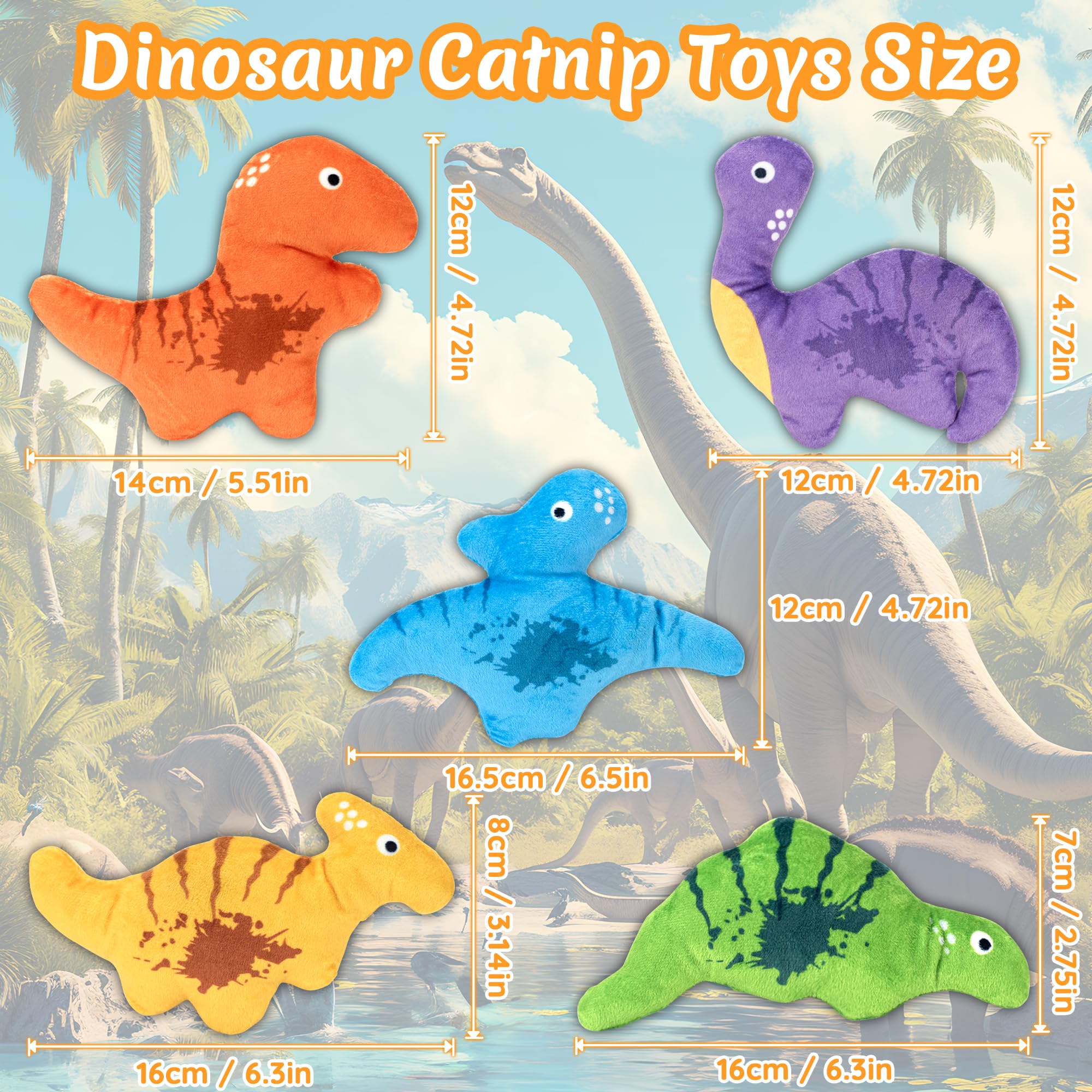 Ousiya catnip dinosaur toy crinkle sound during action invites interaction.